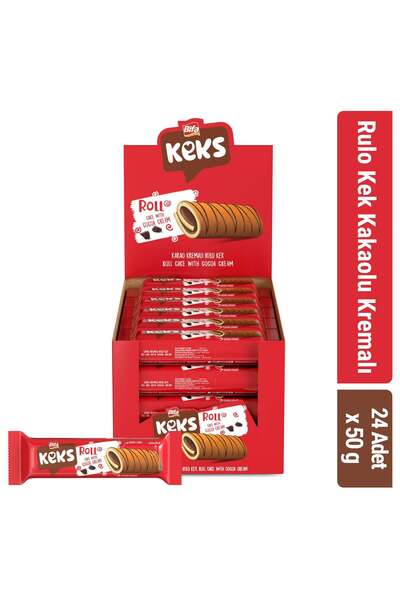 BİFA KEKS كعكة رول كريمة الكاكاو 50 جرام × 24 قطعة