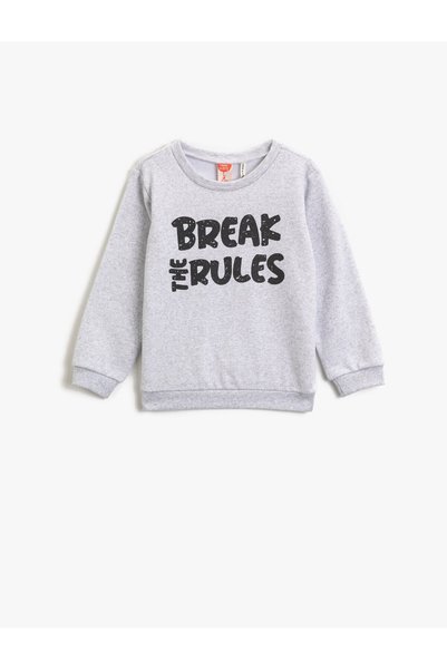 Koton Kids Cotton Letter Printed Crew Neck Long Sleeve Sweatshirt