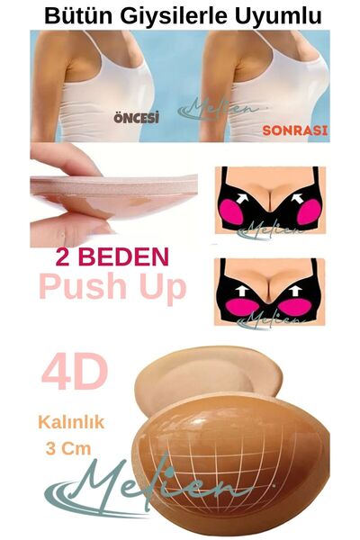 Melien 2 Beden Büyüten Dolgulu Push Up Yapışkanlı Sütyen Mayo Gelinlik Elbise...