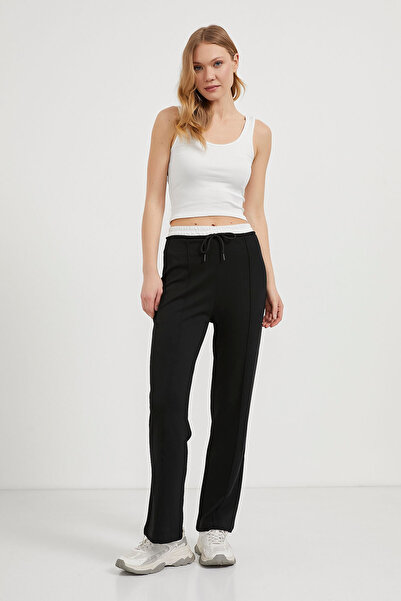 Arma Life Women's Elastic Waist Garni Çimalı Black Sweatpants