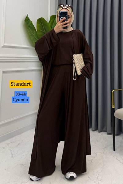 Balenbi Women's Combed Cotton Long Cardigan Blouse Wide Leg Pants Abaya Set B...