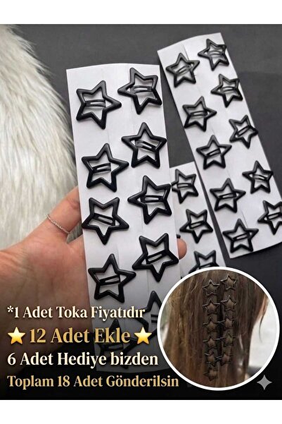 ModaRESSO 1 Adet Yıldız Toka- Siyah 3 cm Yan Toka - Kız Çocuk & Bebek