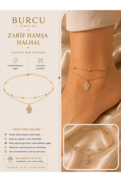 xUPING BURCU JEWELRY Işıltılı Hamsa Halhal