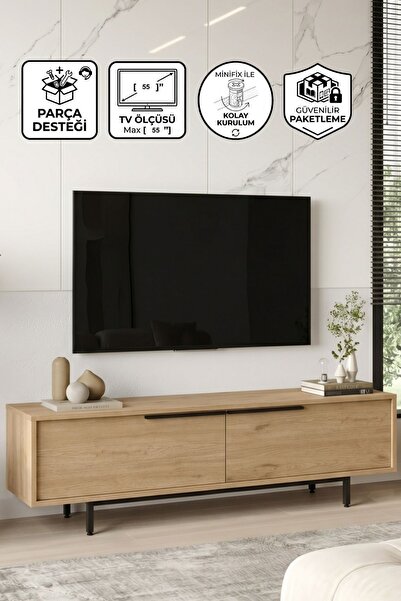 Yurupa Bohem Tv Ünitesi 160cm Tv Sehpası Metal Ayaklı Sepet BOH1-S