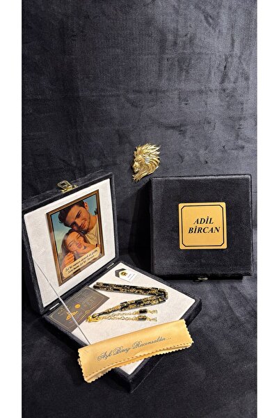 BİRCAN TASARIM Golden Rosary Kesme Premium Kutulu Kişiye Özel Harf İşlemeli A...