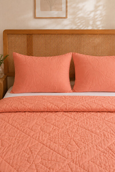 UYKUPEREST Liora Salmon Quilted Bedspread Set Single 180X235 1 Piece Pillow M...