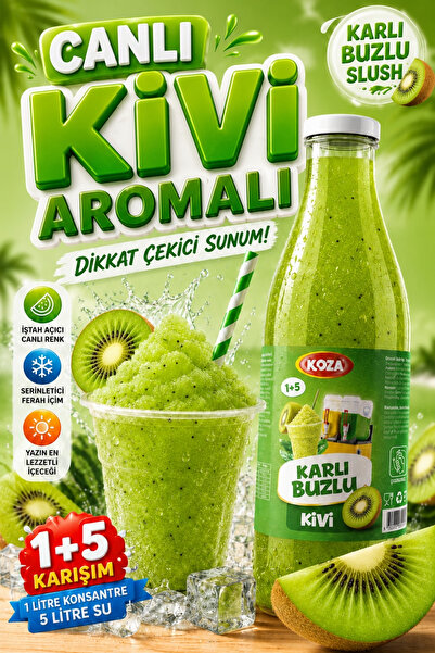Koza Premium Selection Ice Slush Kivi Aromalı Buzlaş Karlama Karlı Buzlu Kons...