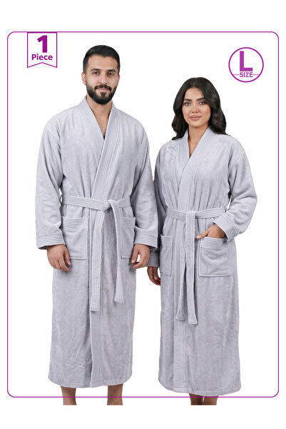 Donetella روب استحمام يونيسكس مقاس L بياقة كيمونو، مصنوع من الألياف الدقيقة 3...