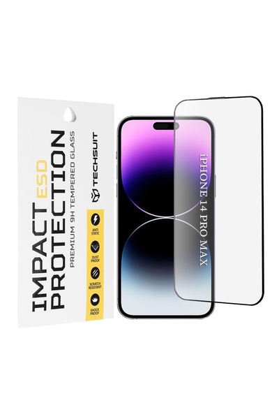 Techsuit Protector de ecran pentru iPhone 14 Pro Max - Sticlă ESD - Negru