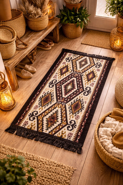OEM Covor tradițional, față-verso, dimensiune 60 x 90 cm maro