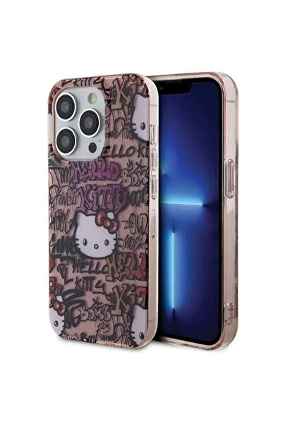 Hello Kitty Husă IML Tags Graffiti pentru iPhone 15 Pro - roz