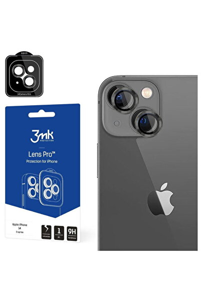 3MK Lens Protection Pro Film for iPhone 14, Black Edge, Sheer, Scratch Resistant