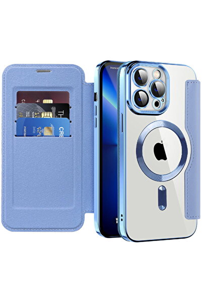 Techsuit Калъф за iPhone 13 Pro Max - SmartMag Book Case - Светлосин