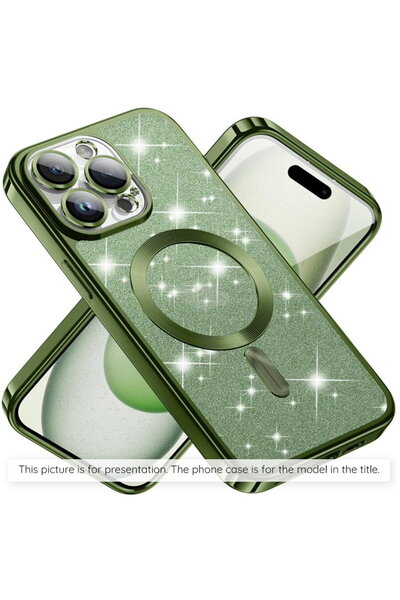 Techsuit Husă pentru Samsung Galaxy S23 FE - Luxury Glitter MagSafe - Verde î...