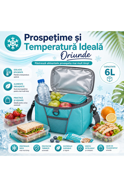 OEM Geantă termoizolantă turcoaz de 6 litri