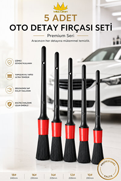 Miss Clean ( 5 Adet ) Oto Detay Fırçası Seti Kaliteli Detaylı Farklı Boyutlar...