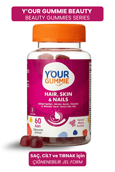 Y'our Gummie HSN Gummies Saç Cilt Tırnak Vitamini 60 Adet Çiğnenebilir Jel Form