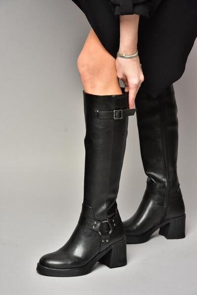 Fox Shoes T282832009 Ghete de damă negre cu toc gros