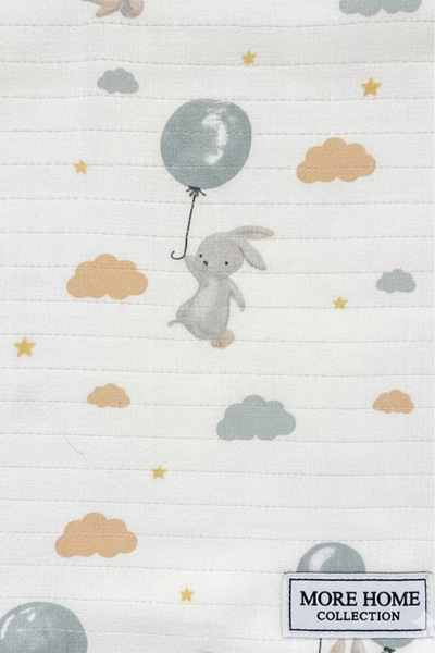 MORE HOME 1 Piece Tavşanlı 90X90 cm 100% Cotton Single Layer Muslin K White -...