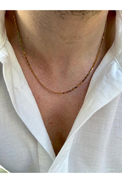 Fjellor Tharvion Gold Color Stainless Steel Geometric Plate Chain Men's Necklace