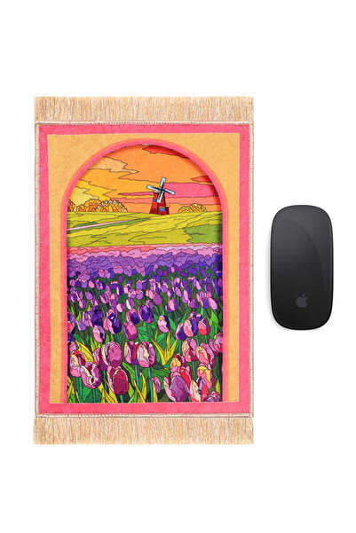 Bursa İpek Mousepad decorativ cu covor mic de lalele violet