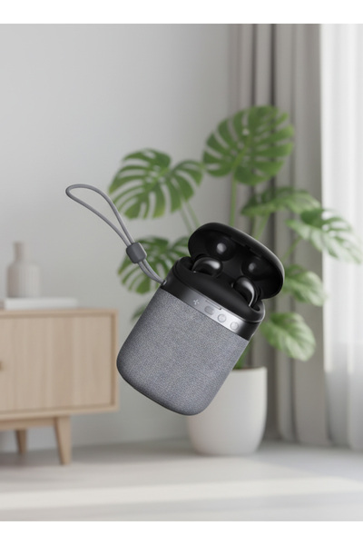 Generic مكبر صوت بلوتوث 2 في 1 مع سماعات أذن لاسلكية وتصميم محمول