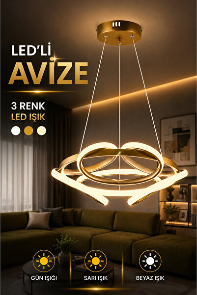 ANGDESİGN Venüs Ledli Avize -Antik •• Led Avize Salon Avize Tavan Avizesi Mod...