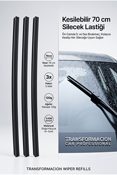 Transformacion Kesilebilir 70 cm Silecek Lastiği 3'lü Set - Her Araca Uygun E...