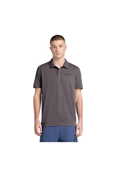 Timberland B0A679Bw081-R Quick-Dry Short Sleeve Polo Men's T-Shirt Gray