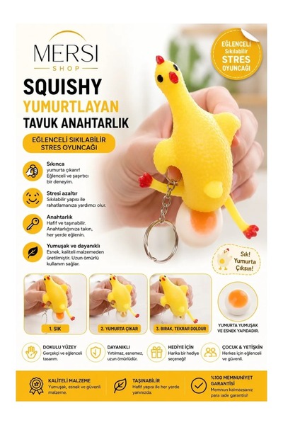 Mersi SHOP Quishy Chicken Laying Eggs Keychain Ornaments Bag Zipper Aksessoar...