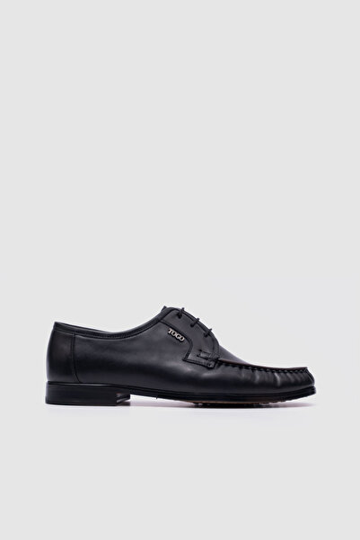 TOGO Men's Black Genuine Leather Lace-Up Leather Sole Rok Shoes [052276]