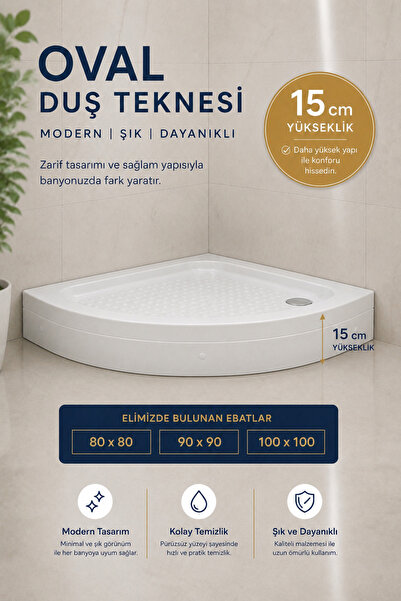 Durul Duşakabin Oval Akrilik Duş Teknesi Yükseklik 15 cm