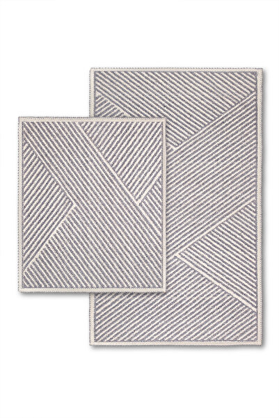 Bluenity Moana Doğal Pamuklu 2'li Banyo Paspas Seti 60x100+50x60 Cm - Gri