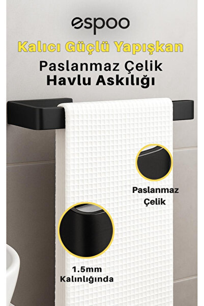 Espoo Design Paslanmaz Çelik Kağıt Rulo Havluluk Peçetelik, Yapışkanlı Tasarı...