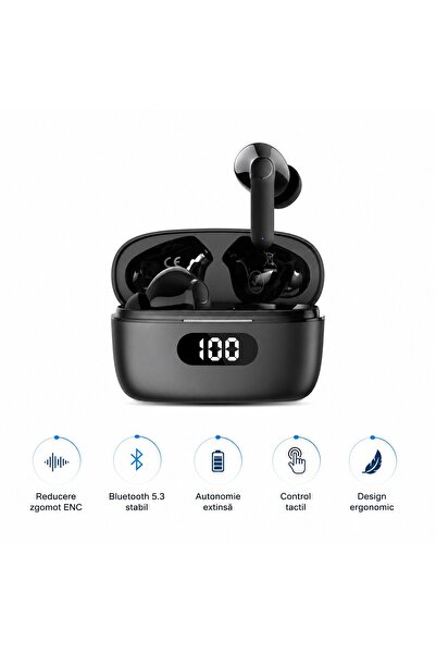 Xo Căști wireless, căști intraauriculare, Bluetooth 5.1, 180 de ore în standby, 380mAh, Microfon dublu, Funcție Chime Share
