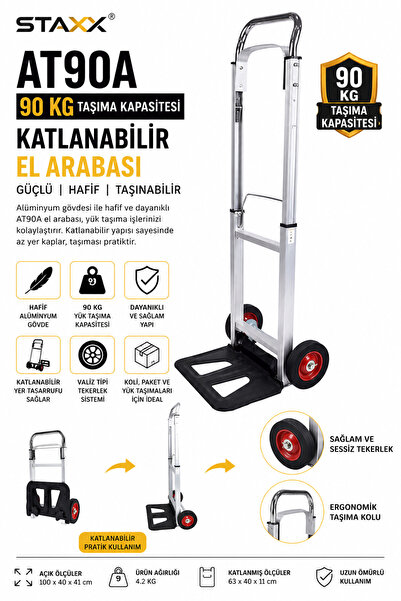 Genel Markalar Katlanır Koli Yük Paket Taşıma Arabaları 90 kg