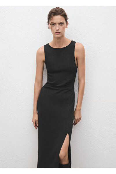 MANGO Woman Cut-out detaylı volanlı elbise