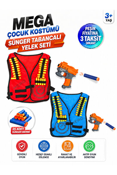 ideal STORE MEGA ÇOCUK KÖSTÜMÜ KN8010 SÜNGER TABANCALI YELEK SETİ 25 ME RMİ 3+