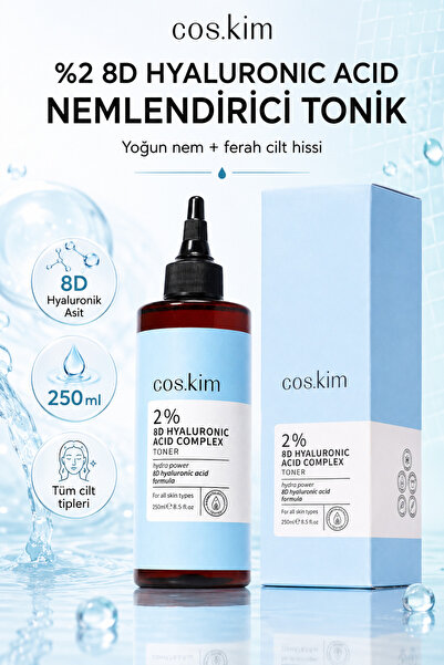 Cos.kim 8D Hyaluronik Asit Tonik 250 ml - Yoğun Nemlendirici ve Yatıştırıcı C...