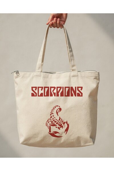 buzagi tasarım ürünleri Scporpions Zippered Lined Gusseted Canvas Bag 35 X 40 cm
