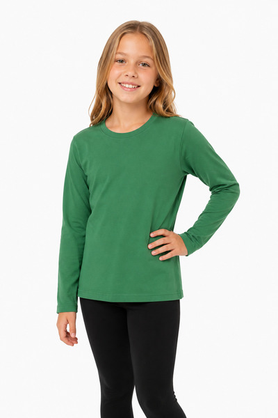 Dolce Destino Green Long Sleeve Kids T-Shirt - Cotton Combed Anti-Sweat Premi...