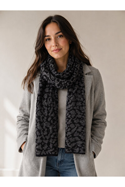 Sebir Moda Leopar Desenli Triko Atkı