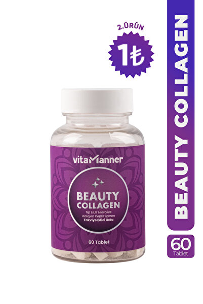 Vitamanner Beauty Collagen | 60 Tablet, Kolajen Tip 1, Tip 2, Tip 3, Vitamin ...