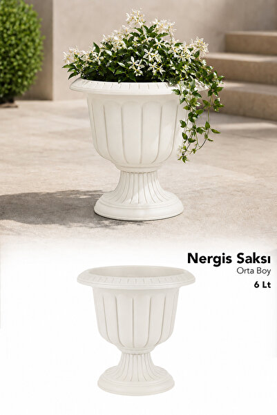 Meleni Home Ayaklı Dekoratif Saksı - Plastik Deliksiz Bahçe Salon Bitki Çiçek...
