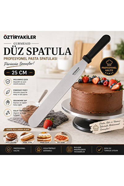 ÖZTİRYAKİLER Gurmeaid Flat Spatula 25 cm Professional Cake Spatula Stainless