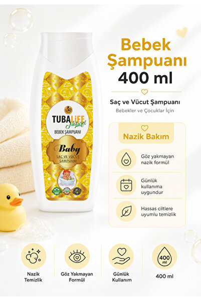 TUBALİFE شامبو طبيعي للأطفال 400 مل - خالٍ من الدموع، يحتوي على مكونات عشبية