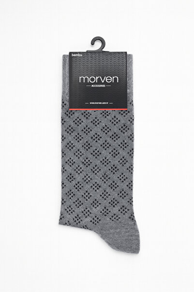 Morven Мъжки сиви чорапи с бамбуков мотив
