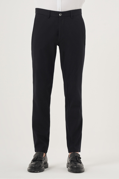 Morven Pantaloni chino slim din bumbac de vară negri pentru bărbați