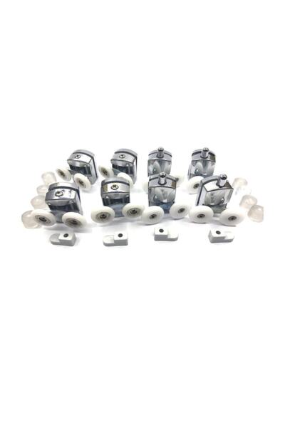 AYRINTISHOP Duşakabin Tekerleği Plastik Gövdeli 8'li Set Krom Cam Kabin Rulman