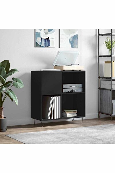 Concept Dulap pentru discuri negru 84,5x38x89 cm lemn compozit